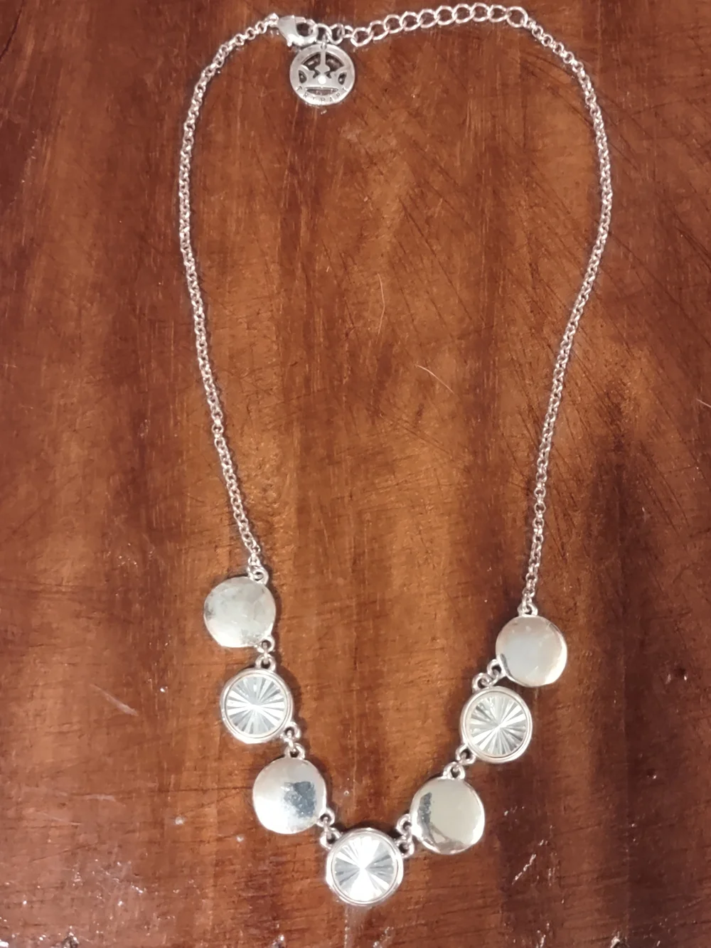 Crown Trifari Vintage Silvertone Disc Statement Necklace - Women Jewelry